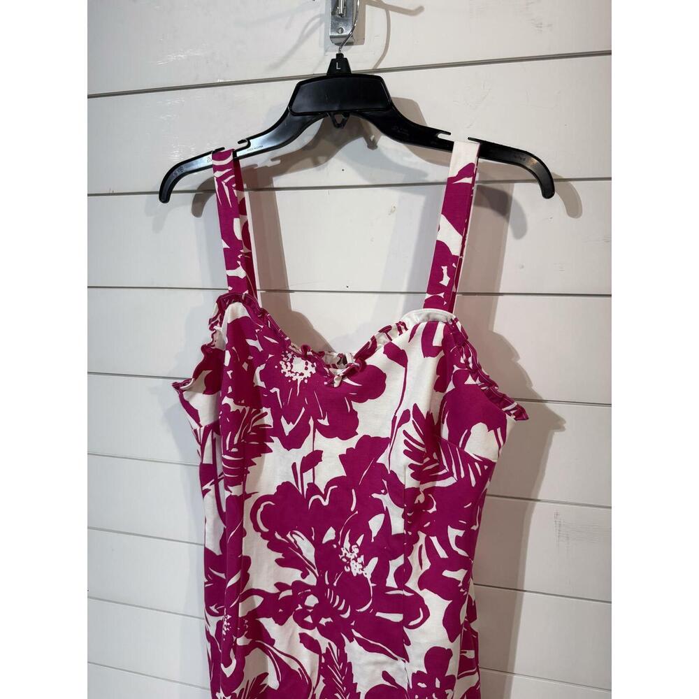 Trina Turk Women's Pink/White Floral Ruffle Sheath Dress 12 NWT - Picture 3 of 4